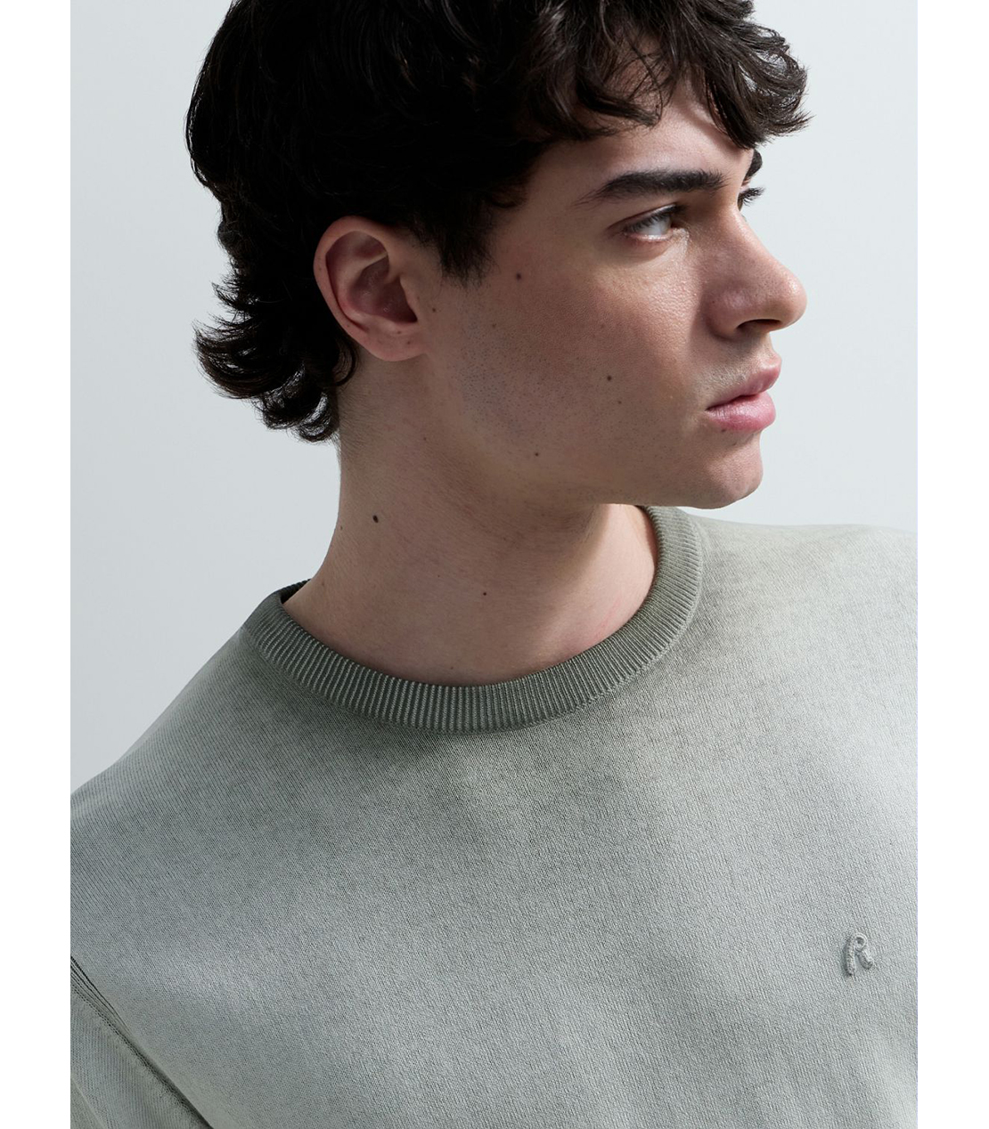 オンブレコットンクルーネックハーフスリーブセーター 詳細画像 モスグリーン 5